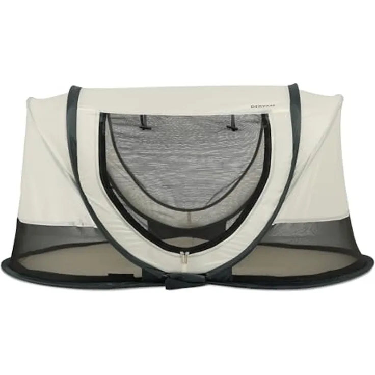 Deryan Scott Baby & Kinder Reisebett mit Matratze - ab Geburt bis 3 Jahre, Pop Up Kleinkindbett Babyzelt in 2 Sekunden aufgestellt, inkl. Moskitonetz & Reisetasche, Schnell & Kompakt Faltbar, Creme