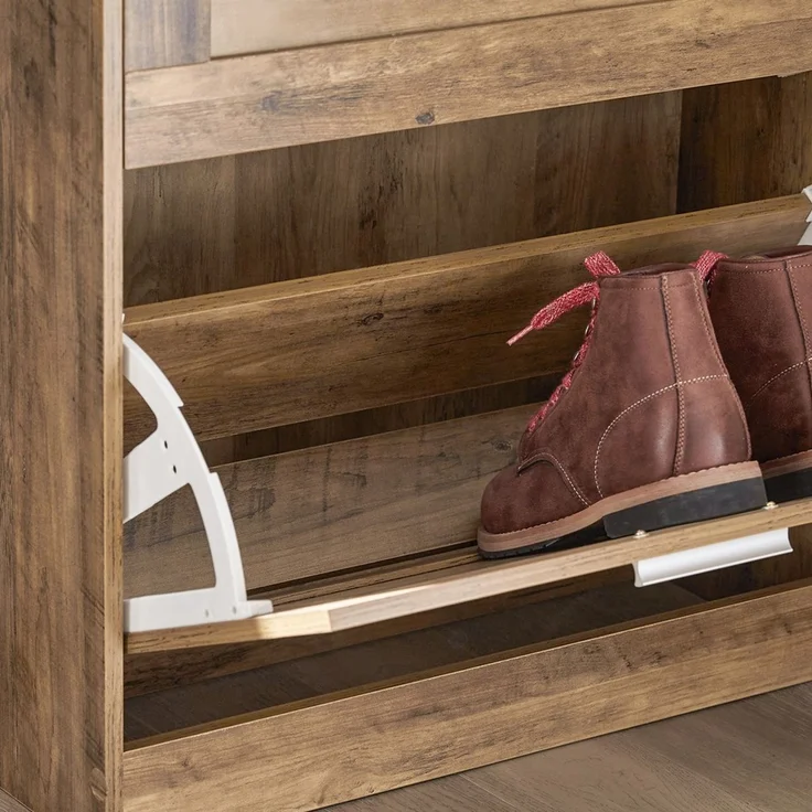 SoBuy FSR137-F Schuhschrank, MDF, Papierfurnier, Braun, 60 x 79 x 23 cm – Bild 6