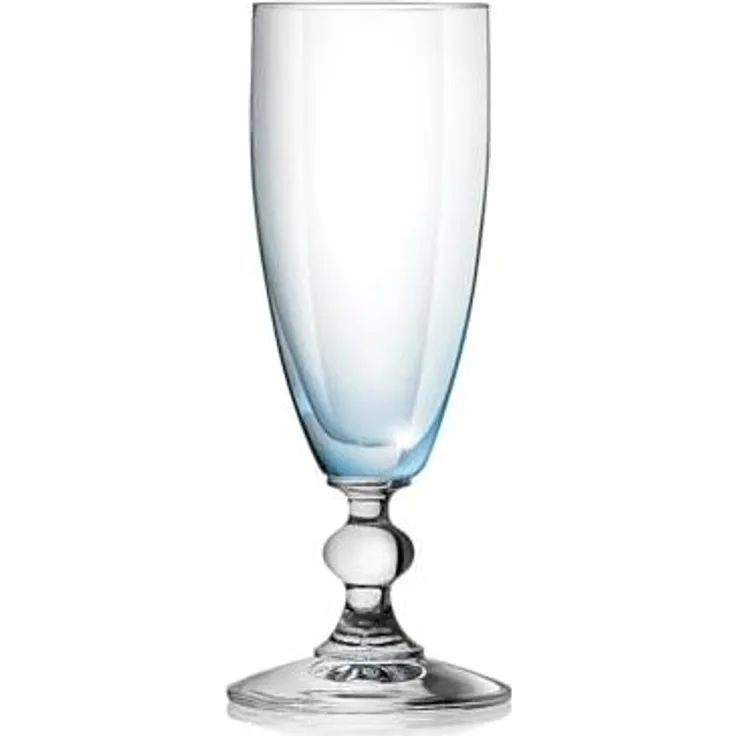 H&H Splendor Set Kelche Fl»te, Glas, Blau, 17,5 cl, 6 Stück
