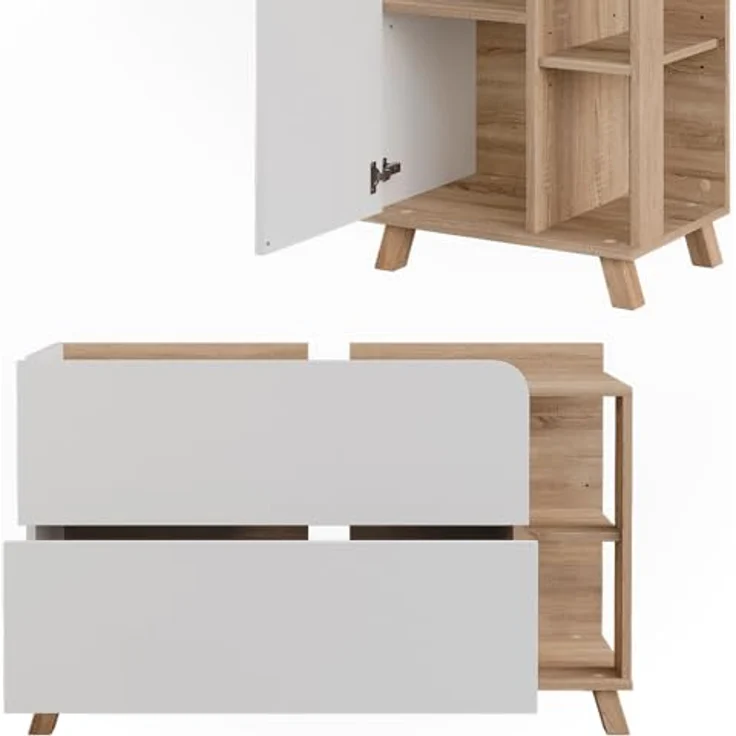 Vichy Badmöbel-Set Karen, moderne Badezimmermöbel in Sonoma/Weiß, 4 Teile mit Waschbeckenunterschrank und Spiegelschrank, hochwertige Spanplatte  – Bild 5