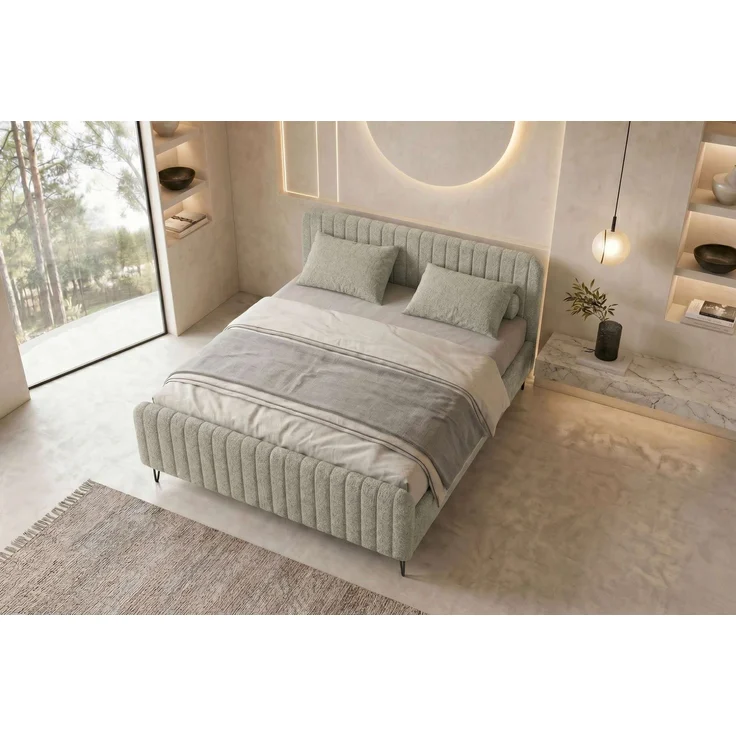 Boxspringbett Aurelio - Boucle-Stoff - creme - 160x200 cm – Bild 5