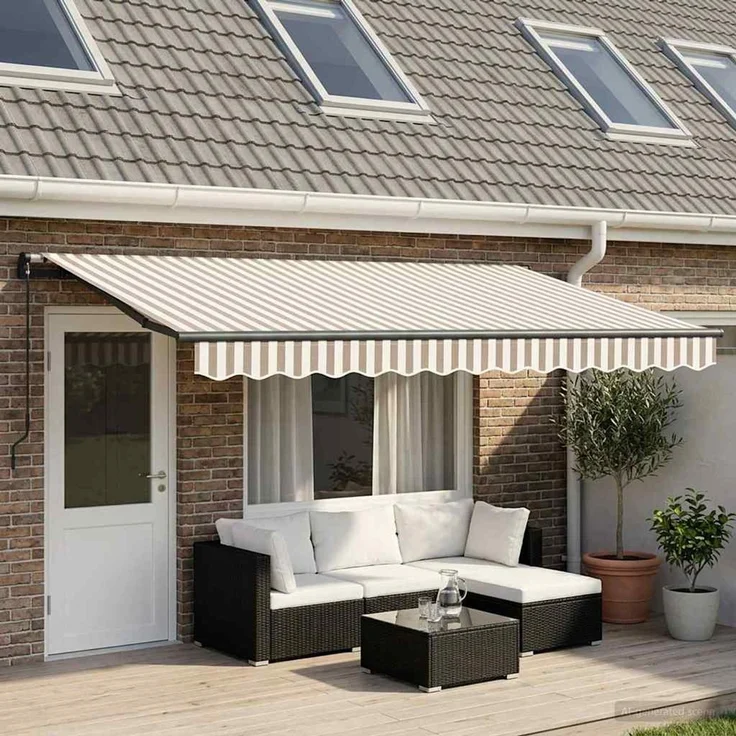 vidaXL Ausziehbare Markise Hellgrau und Weiß 600 x 350 cm 3426507 – Bild 1