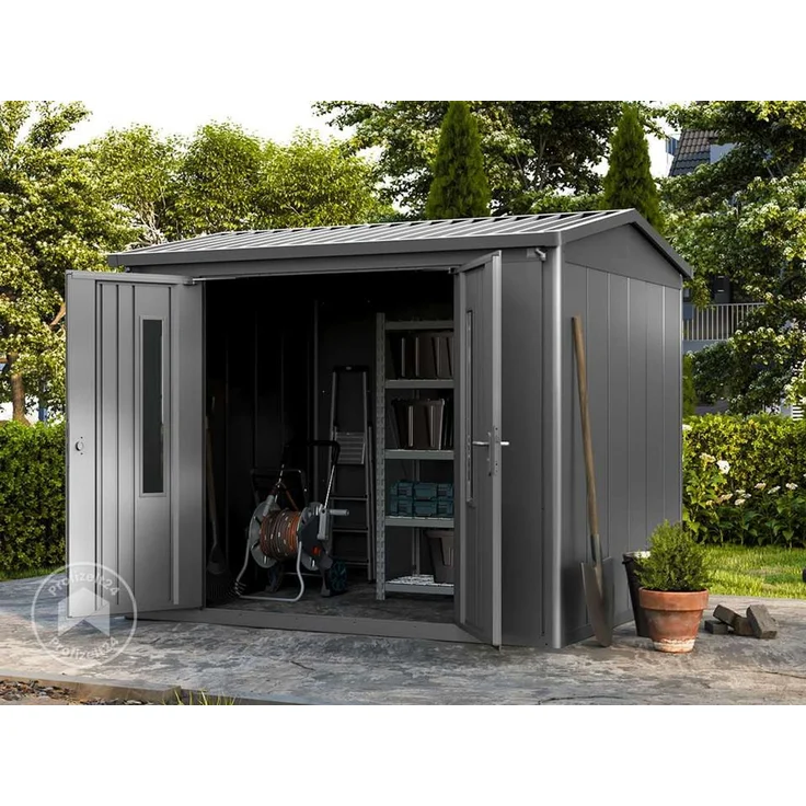 GFP Primeyard Gerätehaus Metall Gartenhaus 263x228x231 cm Geräteschuppen Satteldach anthrazit – Bild 2