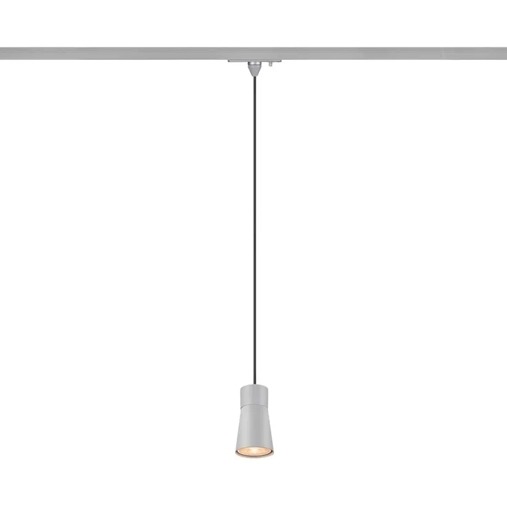 SLV PURI 2.0 Cone, 1~ Pendelleuchte, GU10, Pendellänge 200cm, 1x max. 6W, grau - Leuchten mit 1 Phasen Adapter