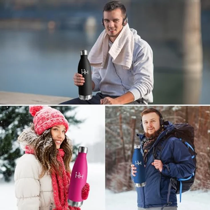 HoneyHolly Edelstahl Trinkflasche, 1L Thermosflasche, BPA-Frei, Trinkflaschen Sport, Auslaufsicher Wasserflasche, Trinkflasche Kohlensäure Geeignet, Thermoskanne für Gym, Fitness, Fahrrad – Bild 7