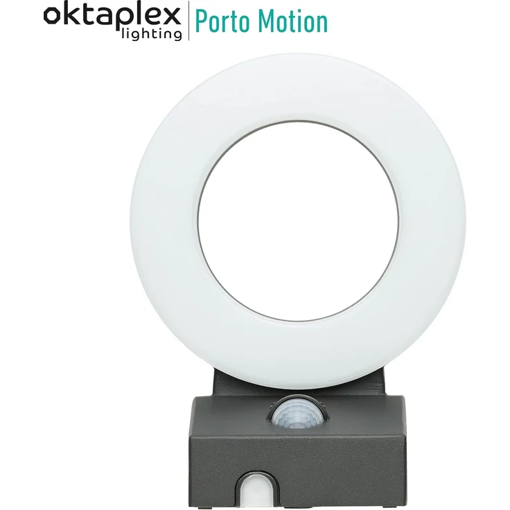 Oktaplex lighting LED Außen-Wandleuchte Porto IP65, Bewegungsmelder, LED fest integriert, Warmweiß, Außenbeleuchtung 15 Watt 1420 Lumen anthrazit – Bild 7