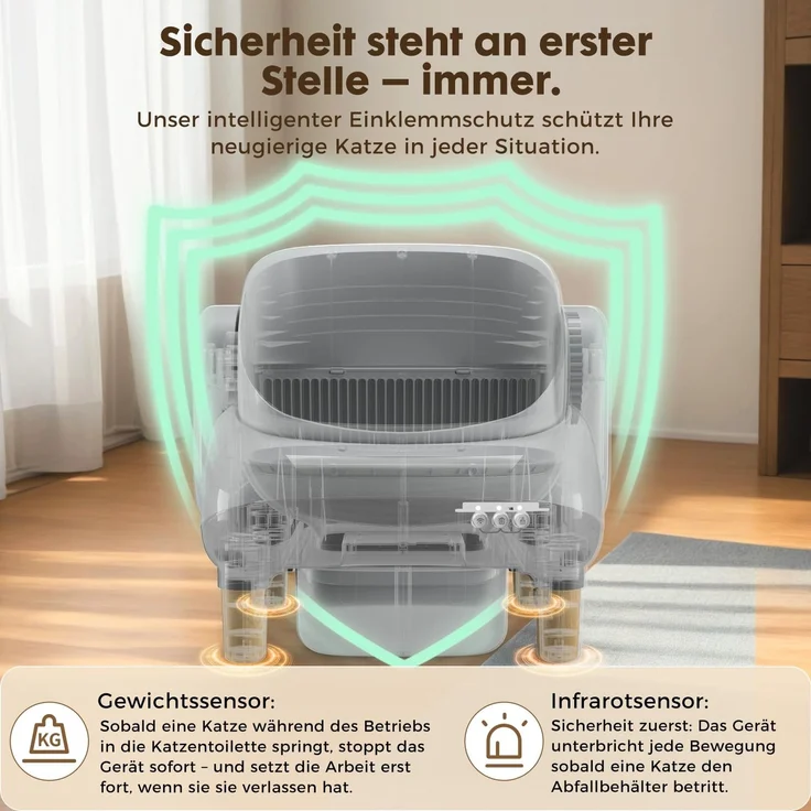 GTPLAYER Katzenklo Selbstreinigend, Selbstreinigende Katzentoilette mit Offenem Design, App-Steuerung & Sensoren, Automatisches Katzenklo mit Duftstein, Streumatte, Ideal für Mehrkatzenhaushalte, Grau – Bild 5