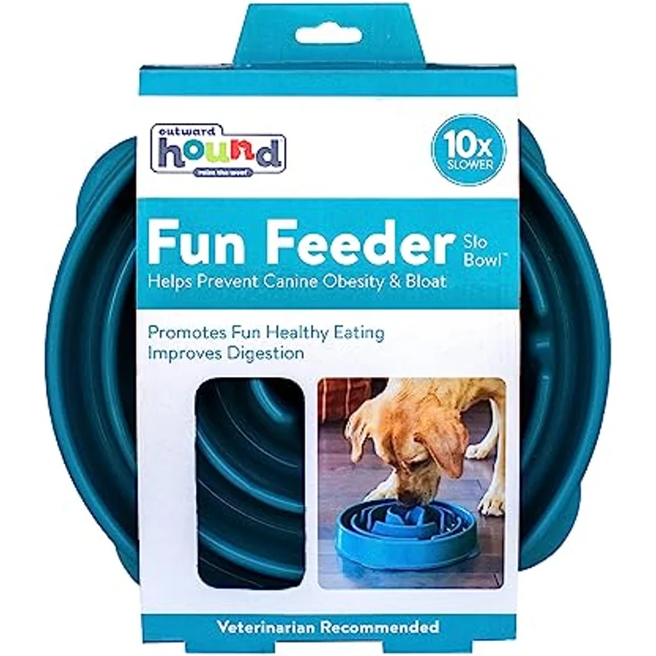 Kyjen 51002 Outward Hound Fun Feeder Slow Feed Interaktiver Bloat-Stop-Futternapf für Hunde, Größe L, blau – Bild 10