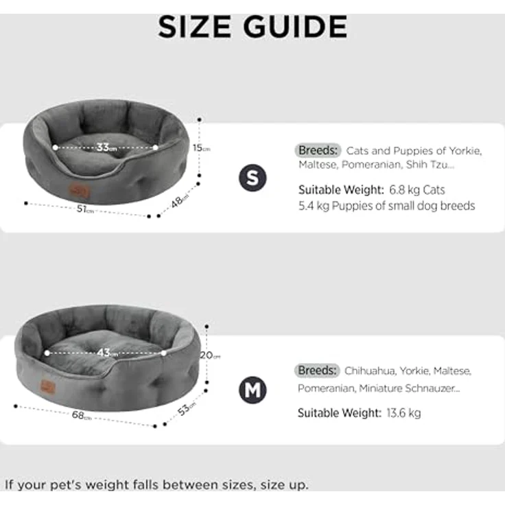 BEDSURE Katzenbett waschbar Katzen Bettchen - 63 x 53 x 20 cm Katzen Bett grau mit zweiseitig Innenkissen Katzenschlafplatz für Katzen oder kleine Hunde – Bild 7