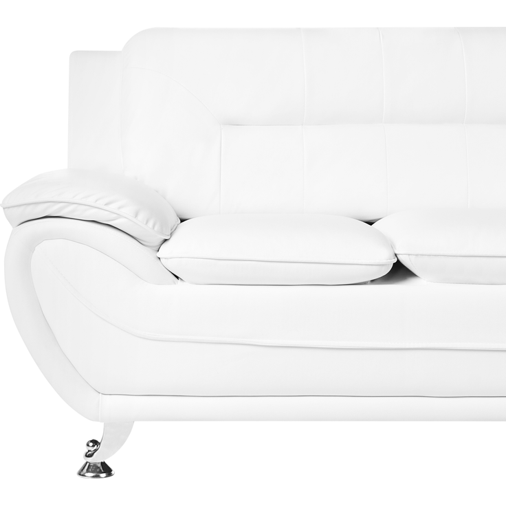 Sofa 2-Sitzer LEIRA Kunstleder Weiß – Bild 6