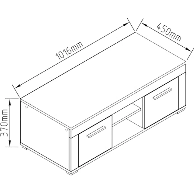 MID.YOU Lowboard Usilo, Weiß/Honigeiche, Kunststoff, 1 Fach, 102x37x45 cm, stehend – Bild 4