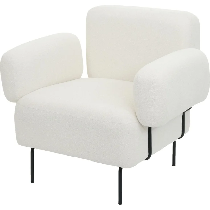 Lounge-Sessel HWC-L83b, Cocktailsessel Polstersessel Sessel, Bouclé Stoff/Textil Metall, creme-weiß – Bild 9