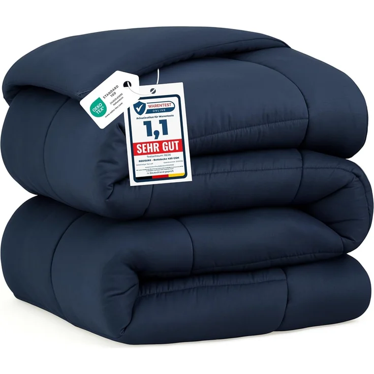 BEDSURE Bettdecke 200x200 Winterdecke 450gsm - Warm Winterdecke 200x200 cm für Winter, Waschbar Dicke Winterbettdecke, Marineblau – Bild 1