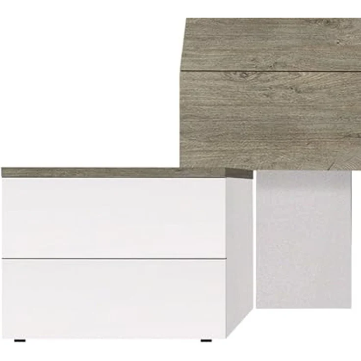 Habitdesign, modernes Kopfteil mit 2 Nachttischen – Schlafzimmer-Set für Doppelbett (135–150 cm) in Artik weiß & Eiche Alaska, viel Stauraum, Maße: 276 x 96 x 34 cm (B x H x T), Modell New Dreams – Bild 3