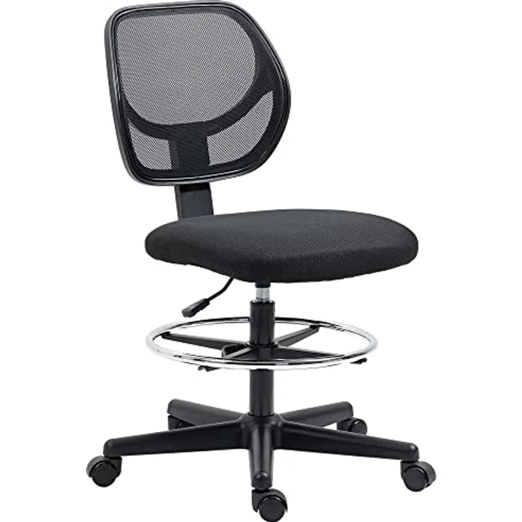 Vinsetto Bürostuhl, ergonomischer Drehstuhl aus schwarzem Textil, höhenverstellbar, mit atmungsaktivem Netzgewebe, 61x113x59 cm