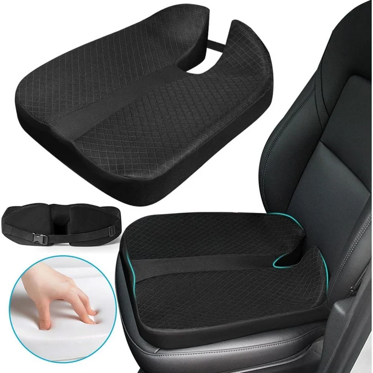 OSTWOLKE Sitzkissen für Autositz Fahrer - Ergonomische Sitzerhöhung aus Memory-Schaum, Anti-Rutsch-Sitzkissen mit U-Form Design – Bild 5