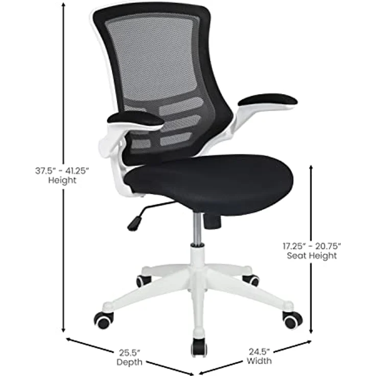 Flash Furniture Bürostuhl, Schaumstoff, Schwarzer Netzstoff, weißer Rahmen, 64. 77x62. 23x104. 78 cm – Bild 4