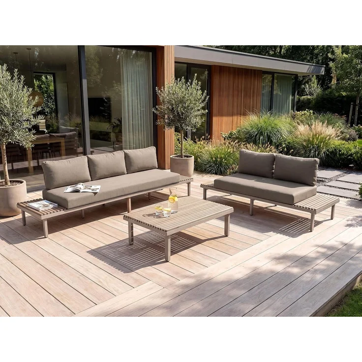 Lounge Set mit Tisch 5-Sitzer FIVIZZANO Akazienholz Beige – Bild 2