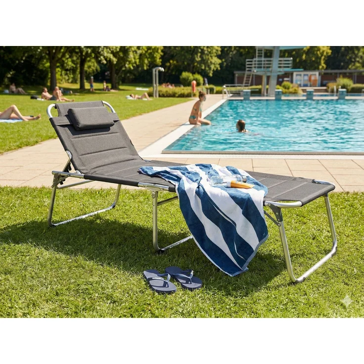 Linder Exclusiv XXL Sonnenliege Dreibeinliege Gartenliege Anthrazit gepolstert 200x70x45 cm – Bild 2
