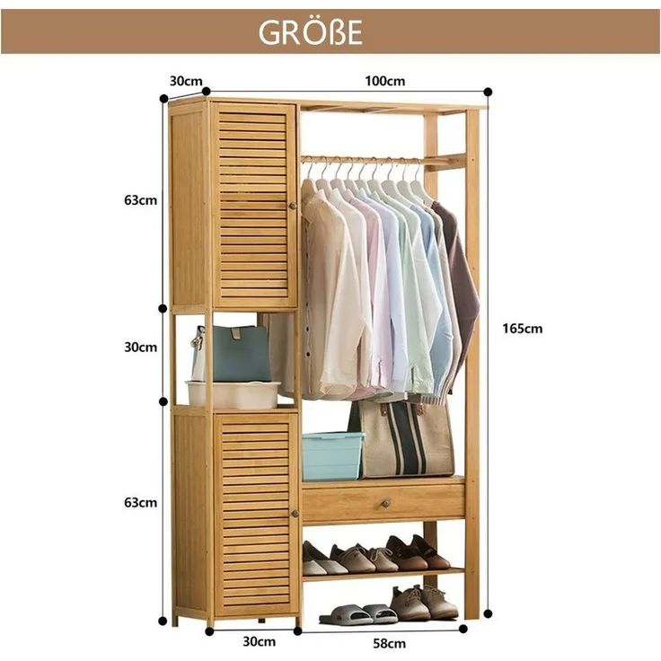 WAOHO Kleiderständer Kleiderschrank, Kleiderständer mit Schrank und Schubladen
