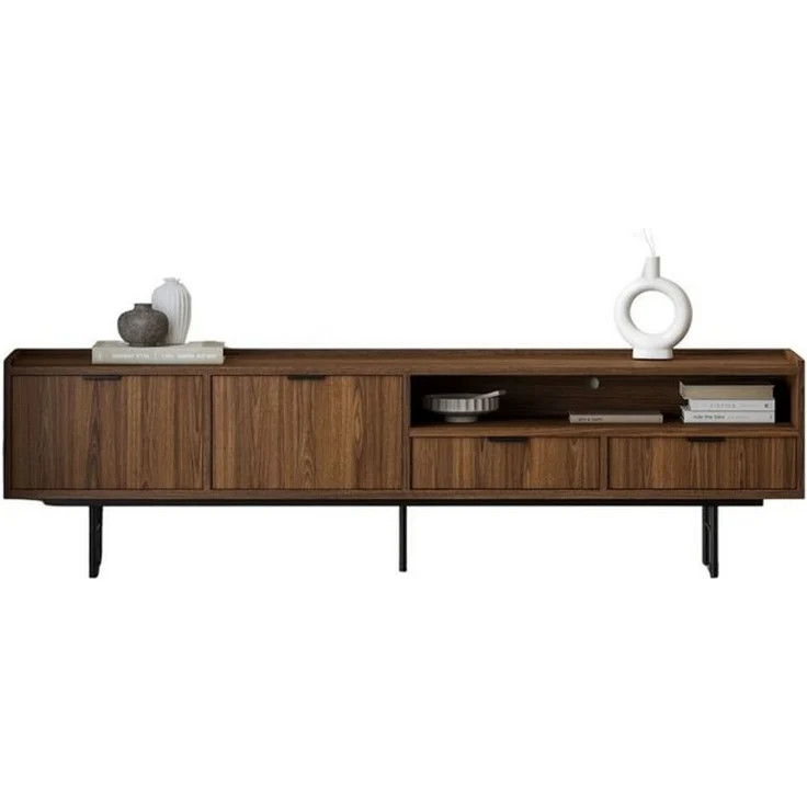 Compleo TV-Schrank 200 cm breit, Nussbaum oder Eiche Hikora, Lowboard mit 2 Schubladen Boho Design – Bild 4
