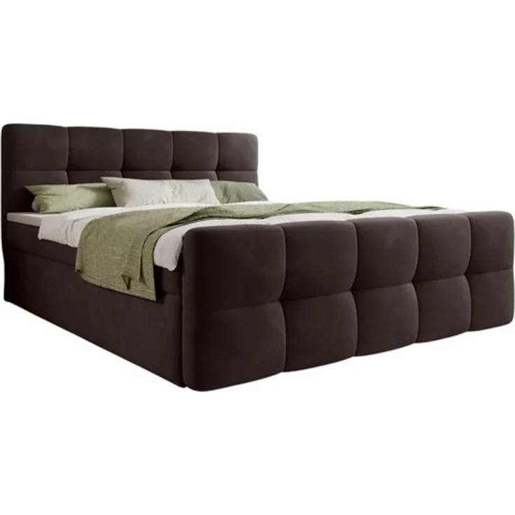 thematys Boxbett mit Bettkasten 140x200cm, mit Bonnellfederkernmatratze H3, Bouclé/Velours, mit Stauraum, mit 3 cm Topper, Espresso (Velluto 06), Art.-Nr. S04GH0RGXZF – Bild 6