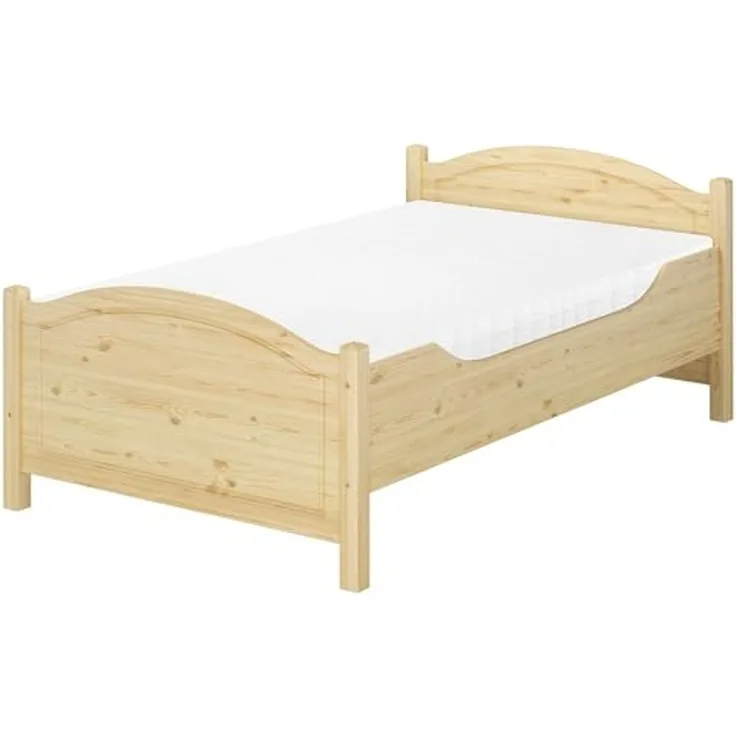 ERST-HOLZ Bett Seniorenbett Massivholzbett Kiefer Höhe Sitzkante 120x200, Kieferfarblos lackiert