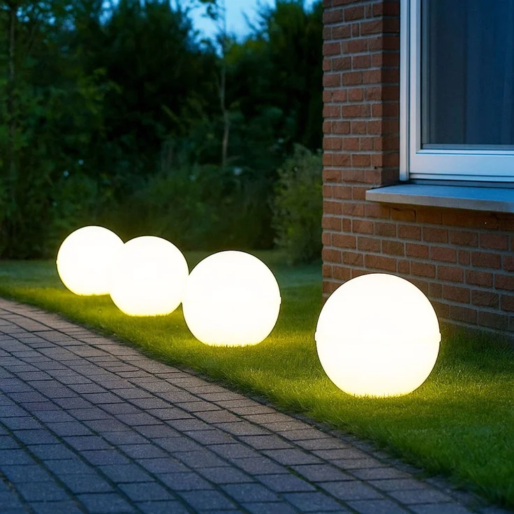 2x LED Außen Steckleuchten, Kugel, weiß, Erdspieß, Kabel, D 20 cm – Bild 6