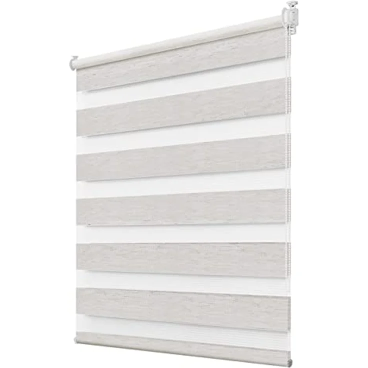 Deswell Doppelrollo Klemmfix ohne Bohren Leinen B85 x H220 cm (Stoffbreite 81cm) Rollos für Fenster ohne Bohren für Fenster mit Lichtdurchlässig & Verdunkelnd/Höhe Stufenlos Verstellbar – Bild 2