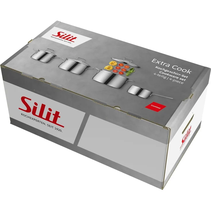 Silit Topf-Set Extra Cook Induktion, Kochgeschirr-Set mit Glasdeckel, Innenskalierung, Edelstahl 18/10 (Set, 7-tlg, 3x Kochtöpfe 16/20/24 cm mit Deckel, 1x Stielkasserolle 16 cm), SiliTherm Universalboden, breiter Schüttrand, spülmaschinengeeignet – Bild 8