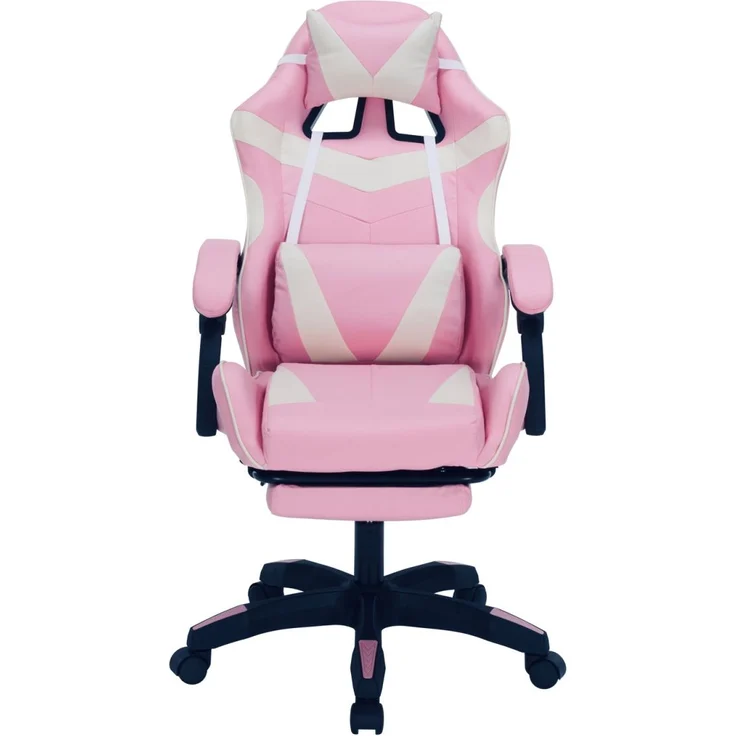 HTI-Living Racing-Design in Pink-weiß Ergonomischer Gaming Stuhl mit Fußstütze – Bild 3