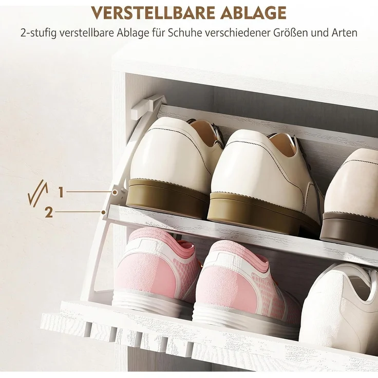 HOMCOM Schuhschrank, MDF, Weiß, 63 x 24 x 117 cm – Bild 5