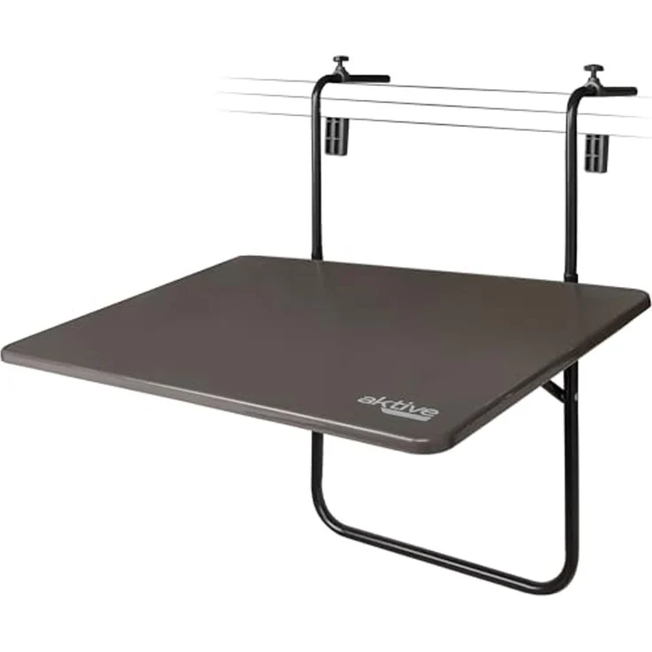 Aktive 61034 - Balkon-Klapptisch mit mehreren Positionen zum Aufhängen | Balkontisch klappbar 60x40 cm | Balkon-Hängetisch aus Stahl und Holz | 3 Positionen, trägt max. 20 kg – Bild 1