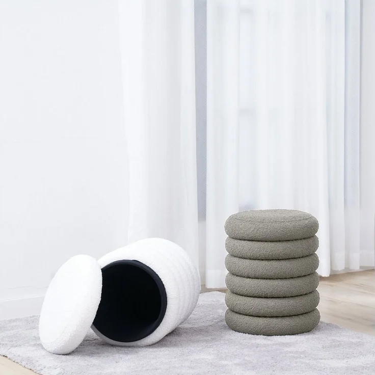 SVITA Stauraumhocker BLOSSOM XS, Pouf, Mit Stauraum, Bouclé-Bezug, Bequeme Polsterung, Modern – Bild 3