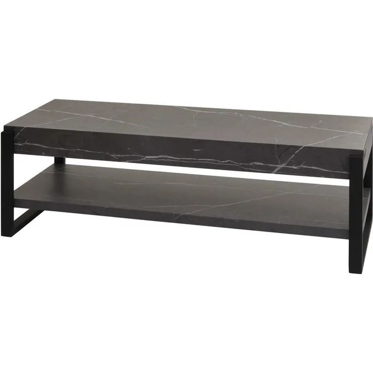 MCW TV-Rack L53, Grau, Holz, 120x42x44 cm, mit strukturierten Tischplatte und stabilen Eisenfüßen, einfach zu montieren