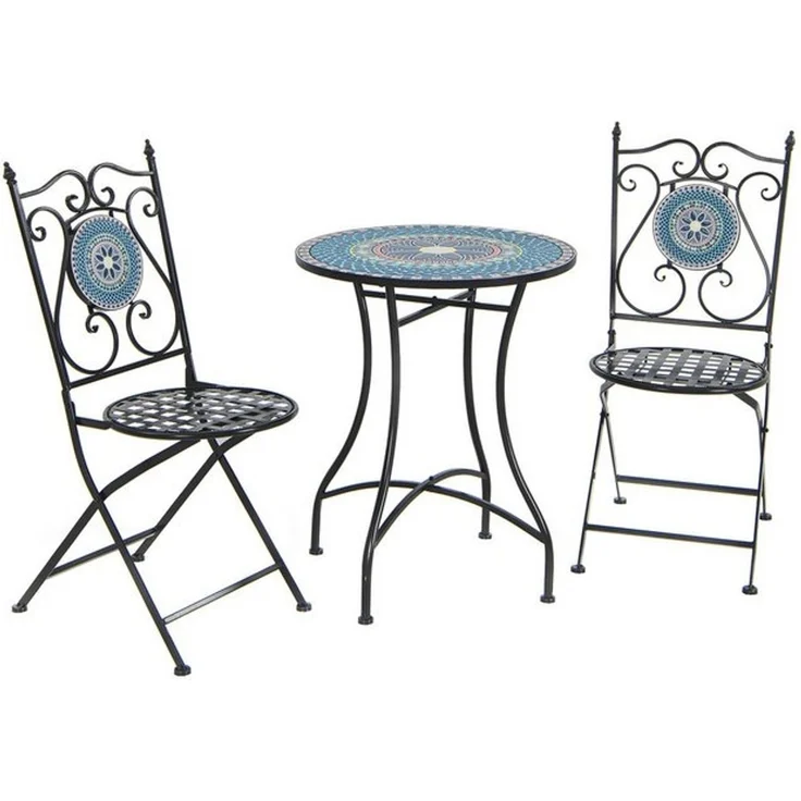 COSTWAY Balkonset Bistro-Set, (3-tlg), inkl. 1 Tisch & 2 Stühle, aus Metall – Bild 4
