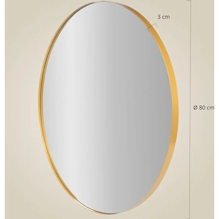 EDAXO Wandspiegel Runder Spiegel NOOR, Metallrahmen, Ø 80 cm, Hochwertiges Spiegelglas mit Splitterschutzfolie (PET) – Bild 10