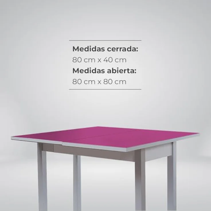 ASTIMESA - Küchentisch mit Schublade - Tisch mit Glasplatte in Aubergine - Minimalistisch - Gestell aus schwarzem Laminat - Ausziehtisch von 80x40 cm bis 80x80 cm – Bild 10