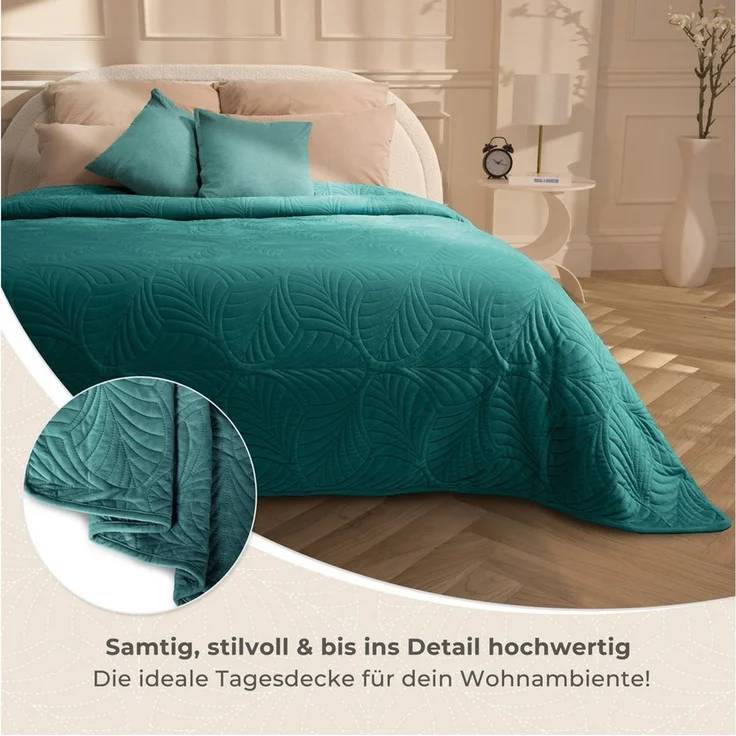 Gräfenstayn Tagesdecke Gräfenstayn Premium Tagesdecke mit nahtloser Steppung & Blatt-Design, Gräfenstayn Premium Tagesdecke mit nahtloser Steppung & Blatt-Design – Bild 3