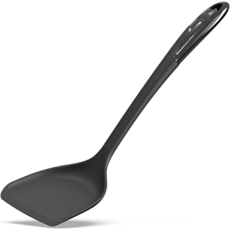 Hoffmann Germany Pfannenschaufel Küchenhelfer Pfannenwender Silikon Edelstahl 35 cm, Edelstahlkern, seitliche Lippen, 200°C, spülmaschinenfest – Bild 1