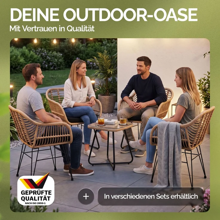 CASARIA® Korbsessel Gartenstühle 2er Set Bali Polyrattan – Bild 8