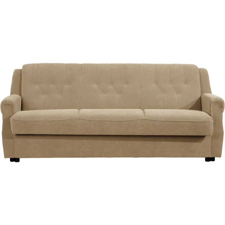 Sofa 3-Sitzer mit Bettfunktion Kaylyn Flockstoff sand – Bild 2