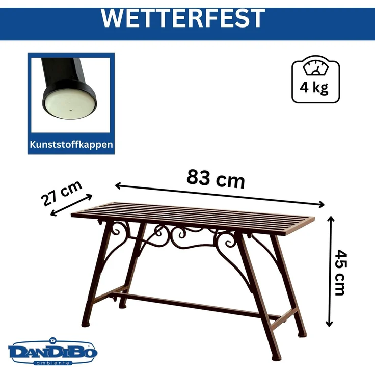 DanDiBo Gartenbank Wetterfest Metall 83 cm Sitzbank mit Ornamenten "Cucciu S" Robuste Eisenbank im Antik-Design Ideal für Garten, Terrasse & Balkon – Bild 2