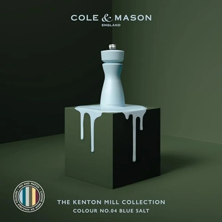 Cole & Mason Kenton Salz- & Pfeffermühle Hellblau Gummibaumholz Keramik Pfeffer Salz 60 mm – Bild 3