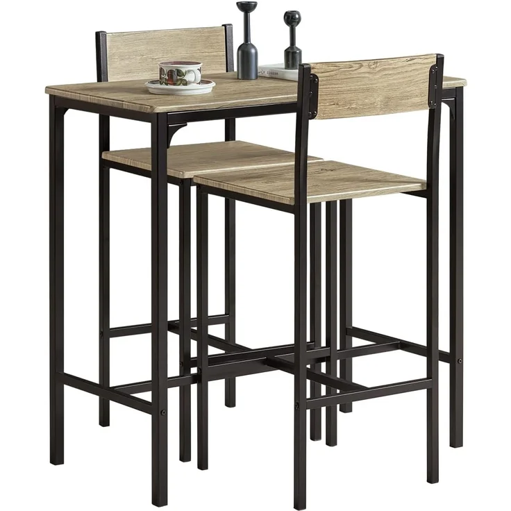 SoBuy Bartisch OGT03, Bartisch Set 3-teilig Esstisch Bistrotisch Balkonmöbel Bistromöbel
