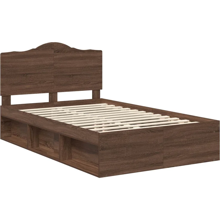 vidaXL Bettrahmen Braun Eichen-Optik 120 x 200 cm Massives Kiefernholz 3413332 – Bild 3