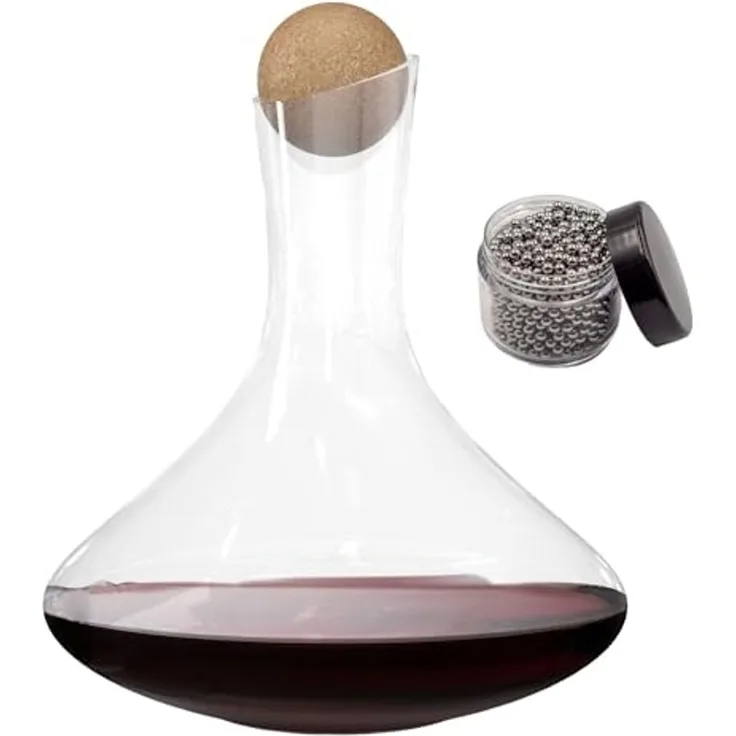Intirilife Karaffe, (1-tlg, 1x Karaffe), Glas Karaffe mit 1.8 L für Rotwein Kristallglas Dekanter Weinkaraffe