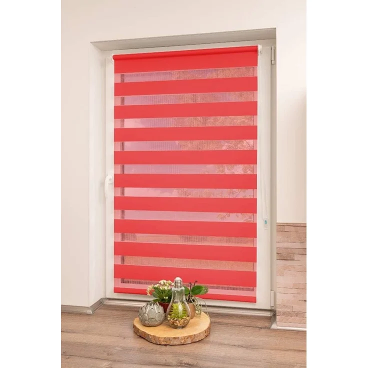 K-Home Klemmfix Doppelrollo Madrid ohne Bohren Rot 95x150 cm (B x L) – Bild 1
