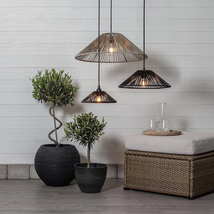 Outdoor Lampenschirm ,Vide' in Rattan-Optik, schwarz – Bild 4