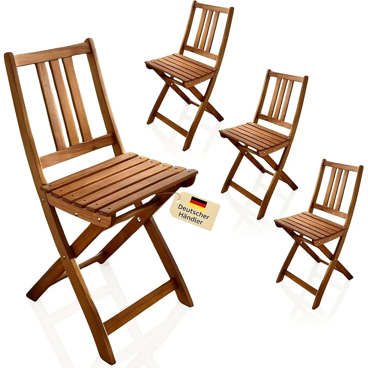 SAM 4er Set Gartenstuhl Blossom | Akazienholz massiv & geölt | klappbarer Balkonstuhl für Garten & Terrasse | pflegeleichter Klappstuhl – Bild 1